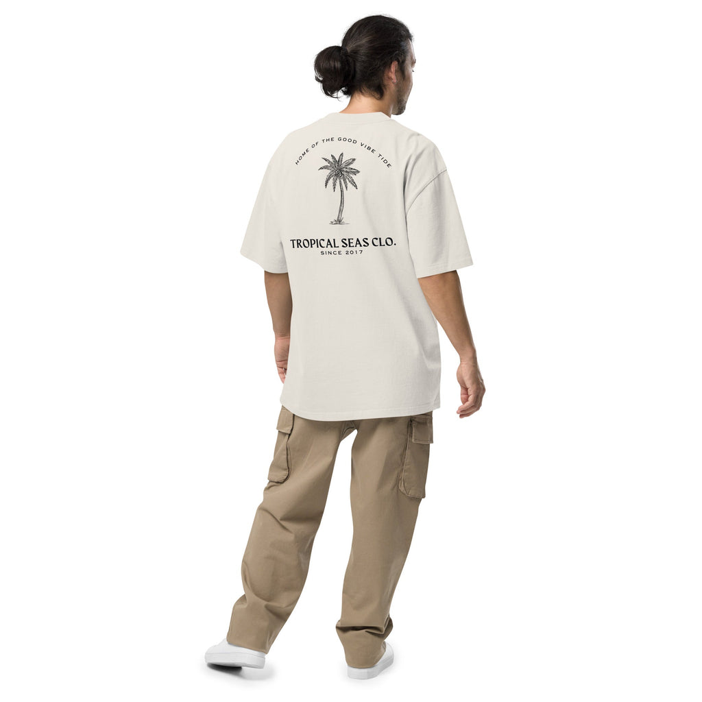Oversized Cotton T-Shirt | Palm Print Boxy Tee | 100% Cotton