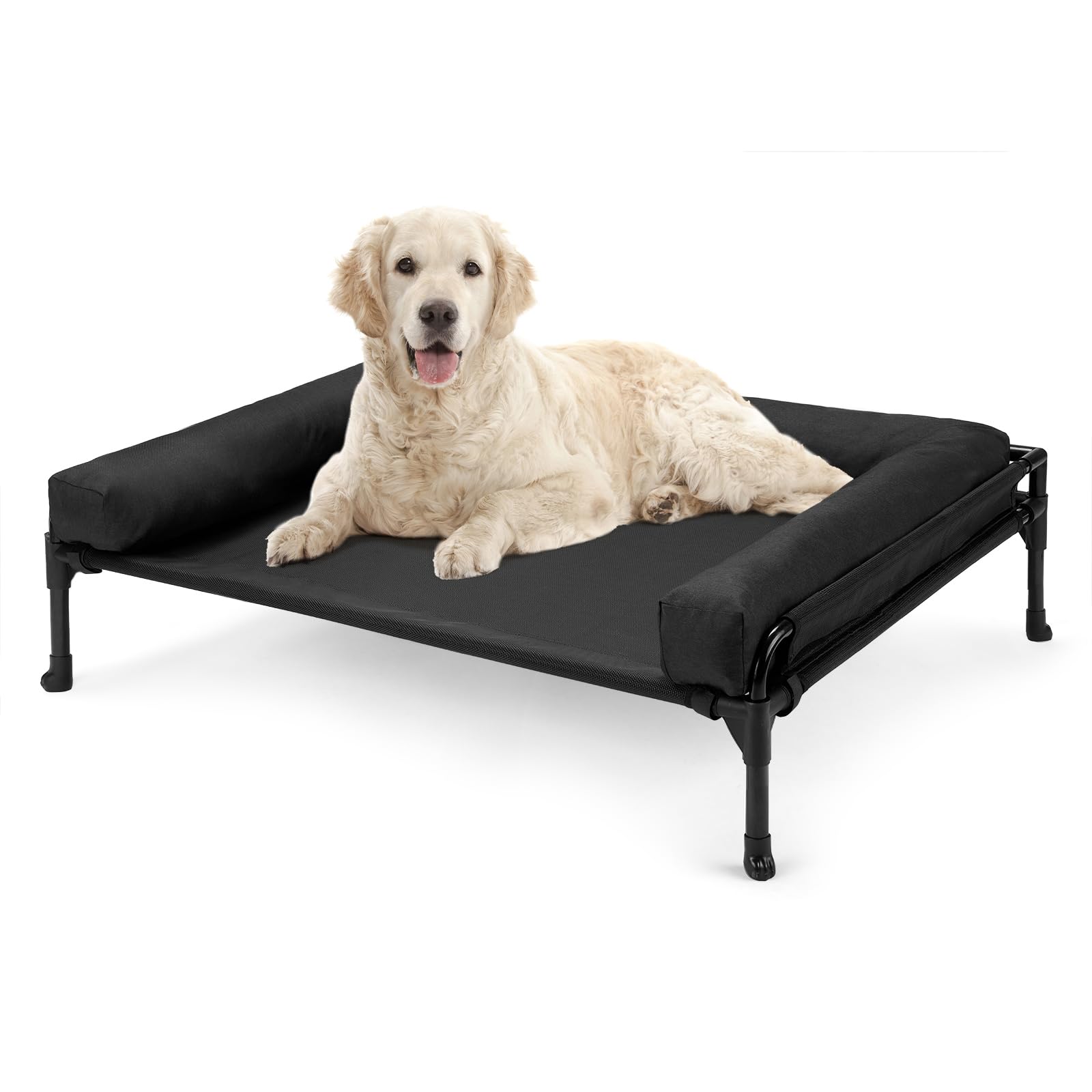 Large Elevated Dog Bed 35x22 Cooling Mesh Cot for Outdoor Pets