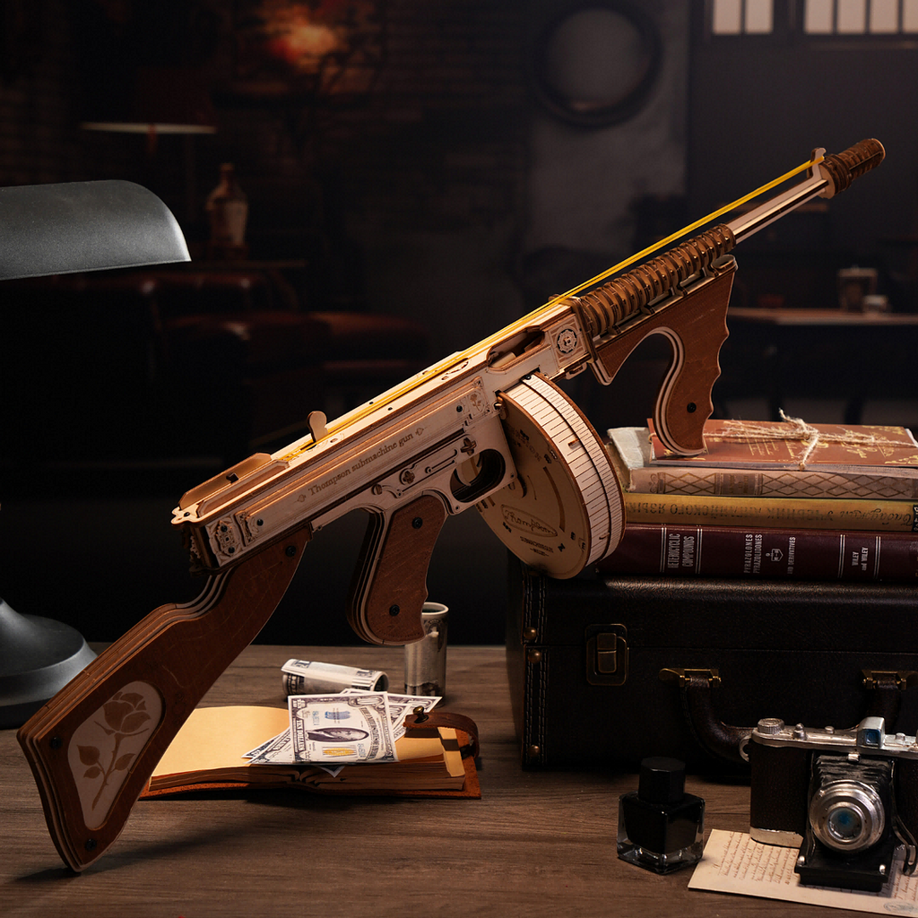 Wooden 3D Model Kit Thompson Gun | DIY Wood Puzzle Assembly Toy