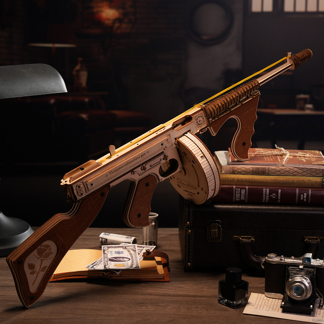Wooden 3D Model Kit Thompson Gun | DIY Wood Puzzle Assembly Toy
