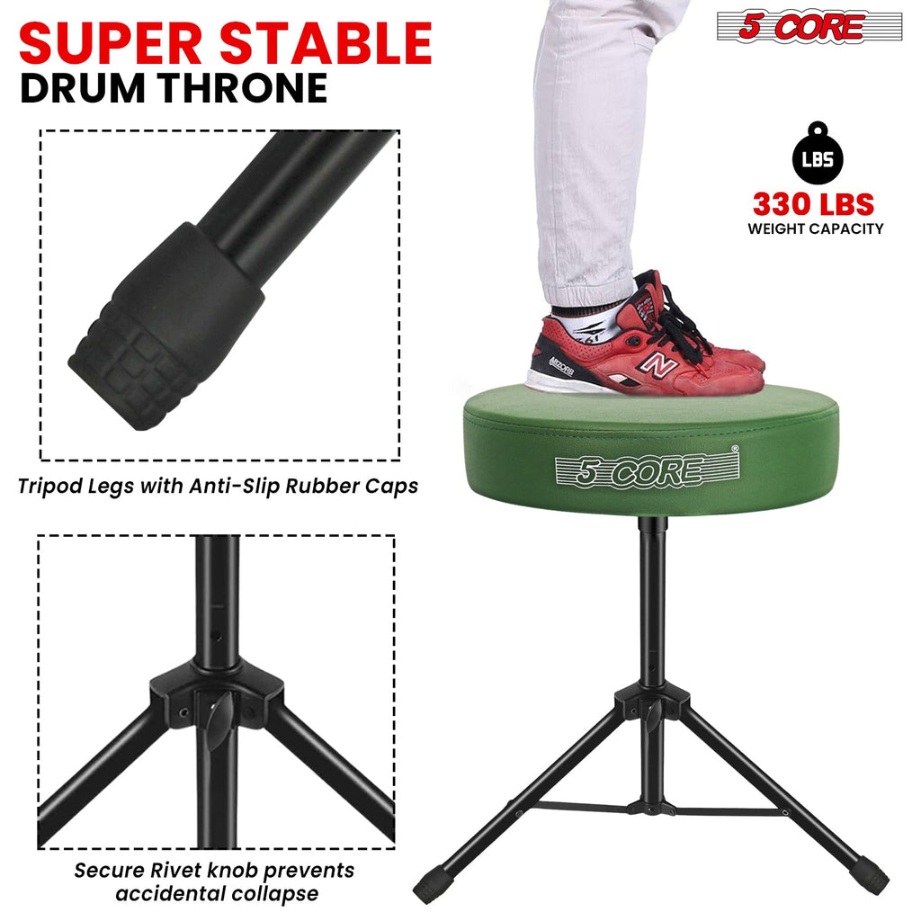 Adjustable Drum Throne Padded Seat - Drummer Stool