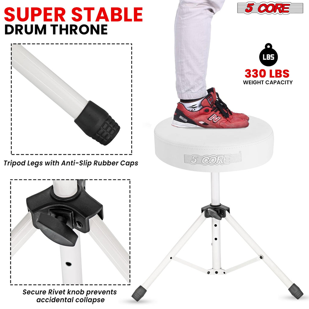 Adjustable Drum Throne Padded Seat - Drummer Stool