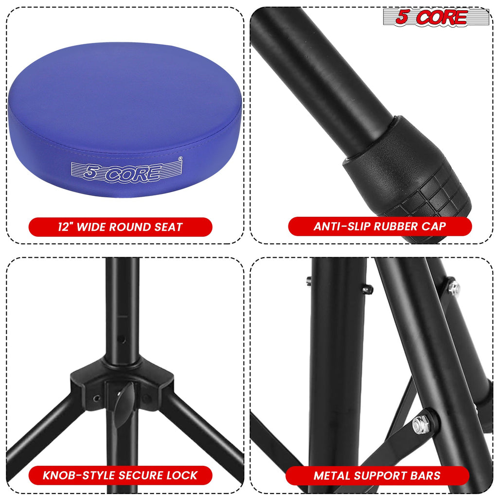 Adjustable Drum Throne Padded Seat - Drummer Stool