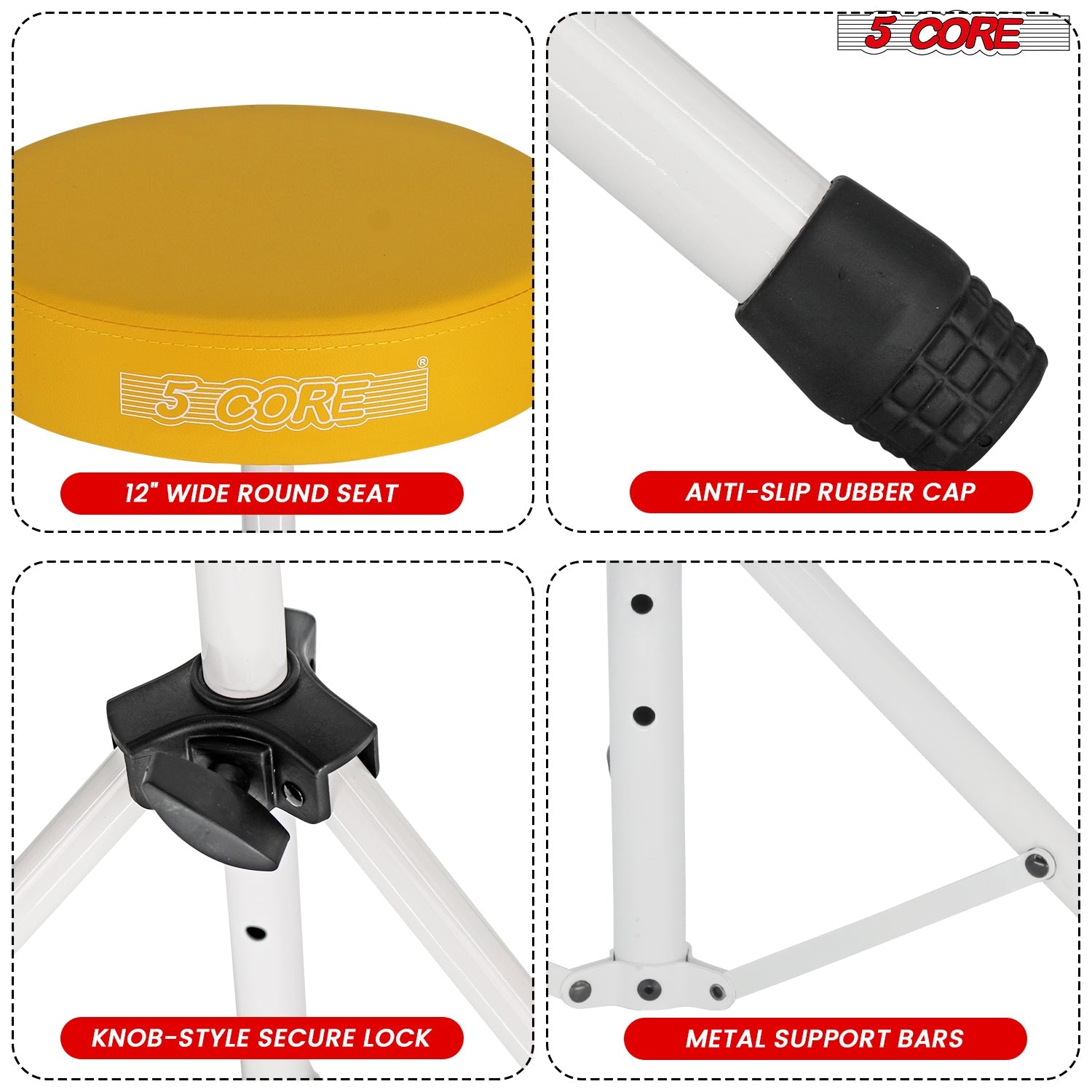 Adjustable Drum Throne Padded Seat - Drummer Stool