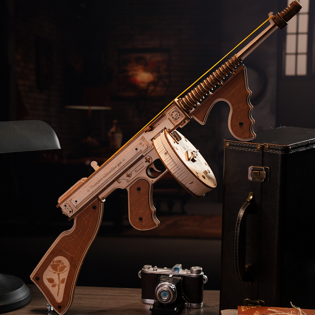 Wooden 3D Model Kit Thompson Gun | DIY Wood Puzzle Assembly Toy