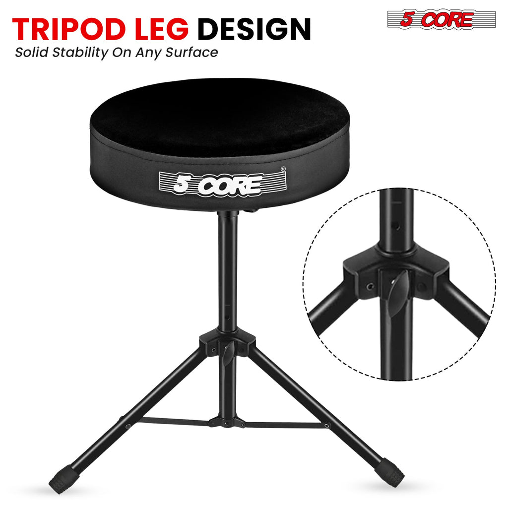 Adjustable Drum Throne Padded Seat - Drummer Stool