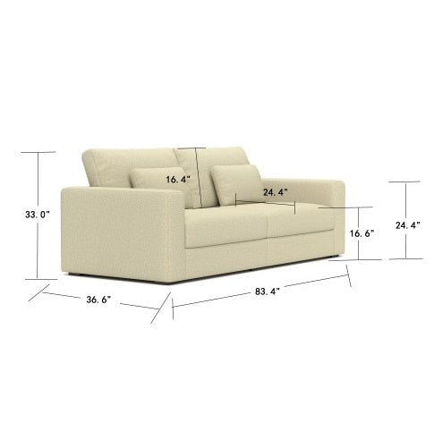 83" Beige 3 Seater Sofa Detachable Machine Washable Cover