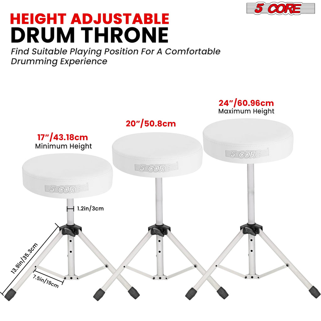 Adjustable Drum Throne Padded Seat - Drummer Stool