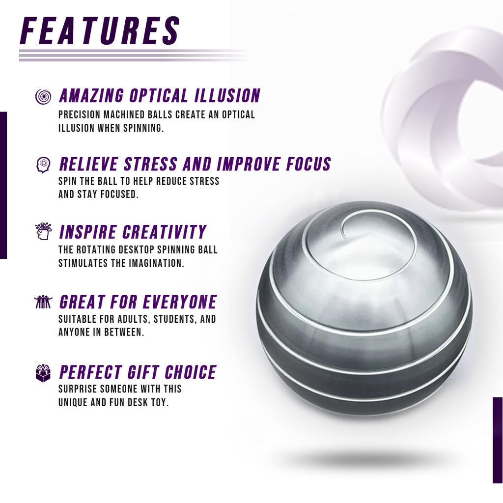 Aluminum Fidget Spinner Ball | Stress Relief Desk Toy | Premium Rotating