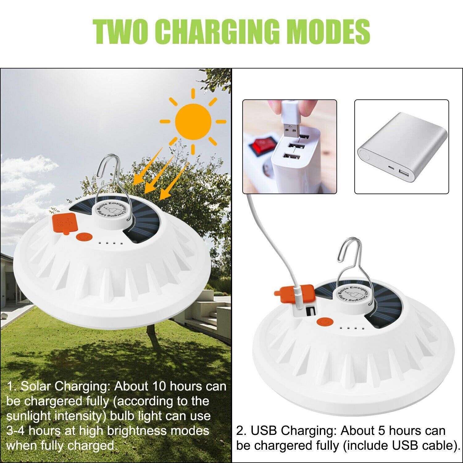 Solar Camping Lantern 60 LED USB Rechargeable Tent Light