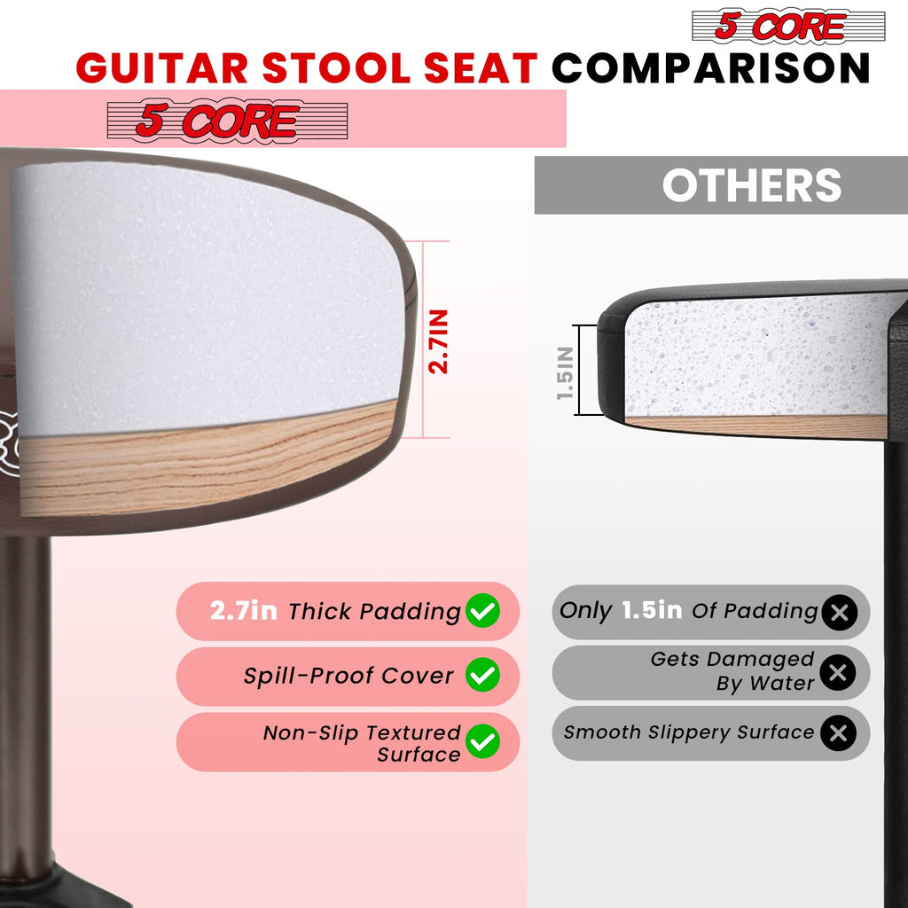 Adjustable Drum Throne Padded Seat - Drummer Stool