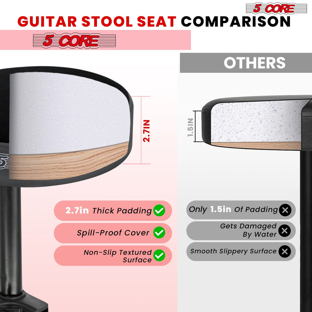 Adjustable Drum Throne Padded Seat - Drummer Stool