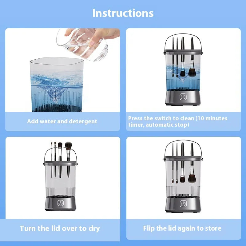 Electric Makeup Brush Cleaner Machine - Auto Spinning Cleaning Device