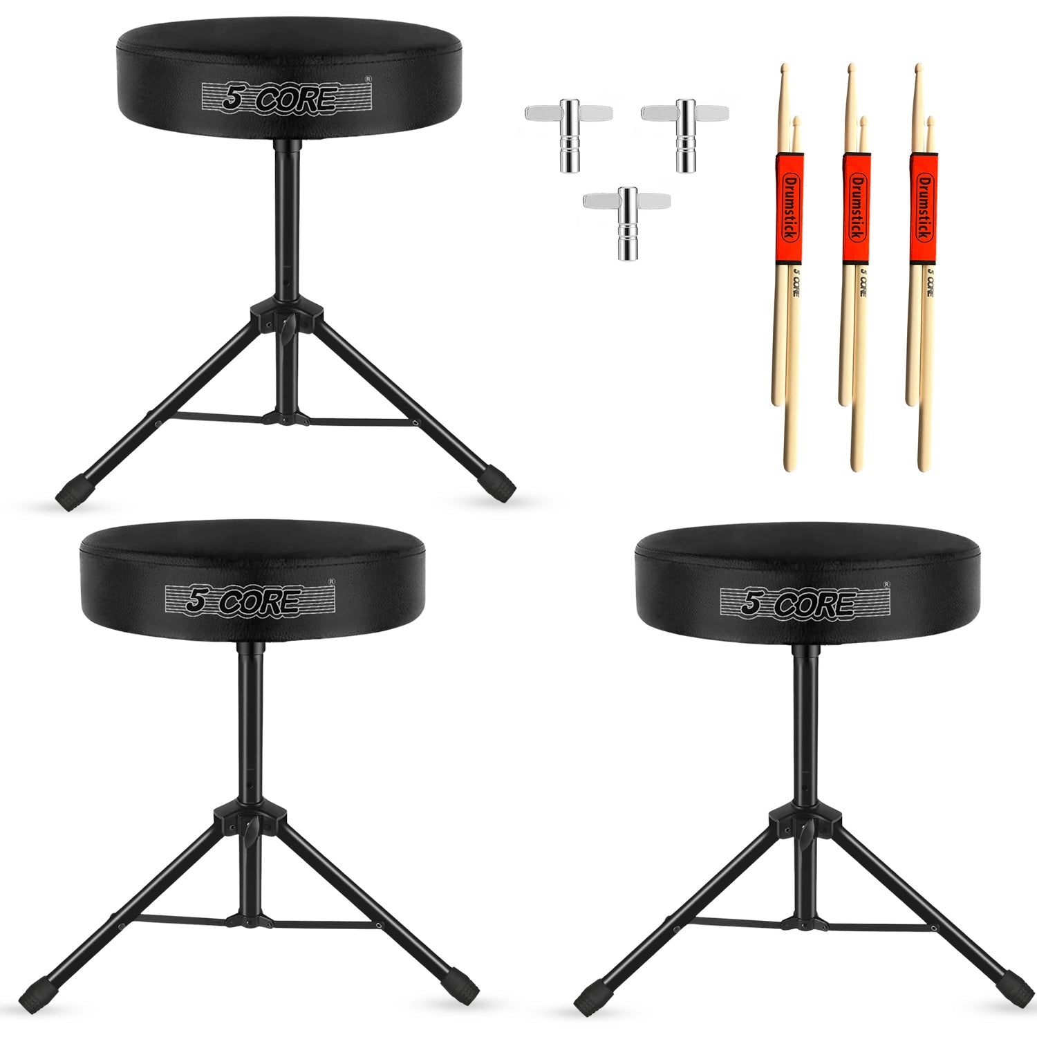 Adjustable Drum Throne Padded Seat - Drummer Stool