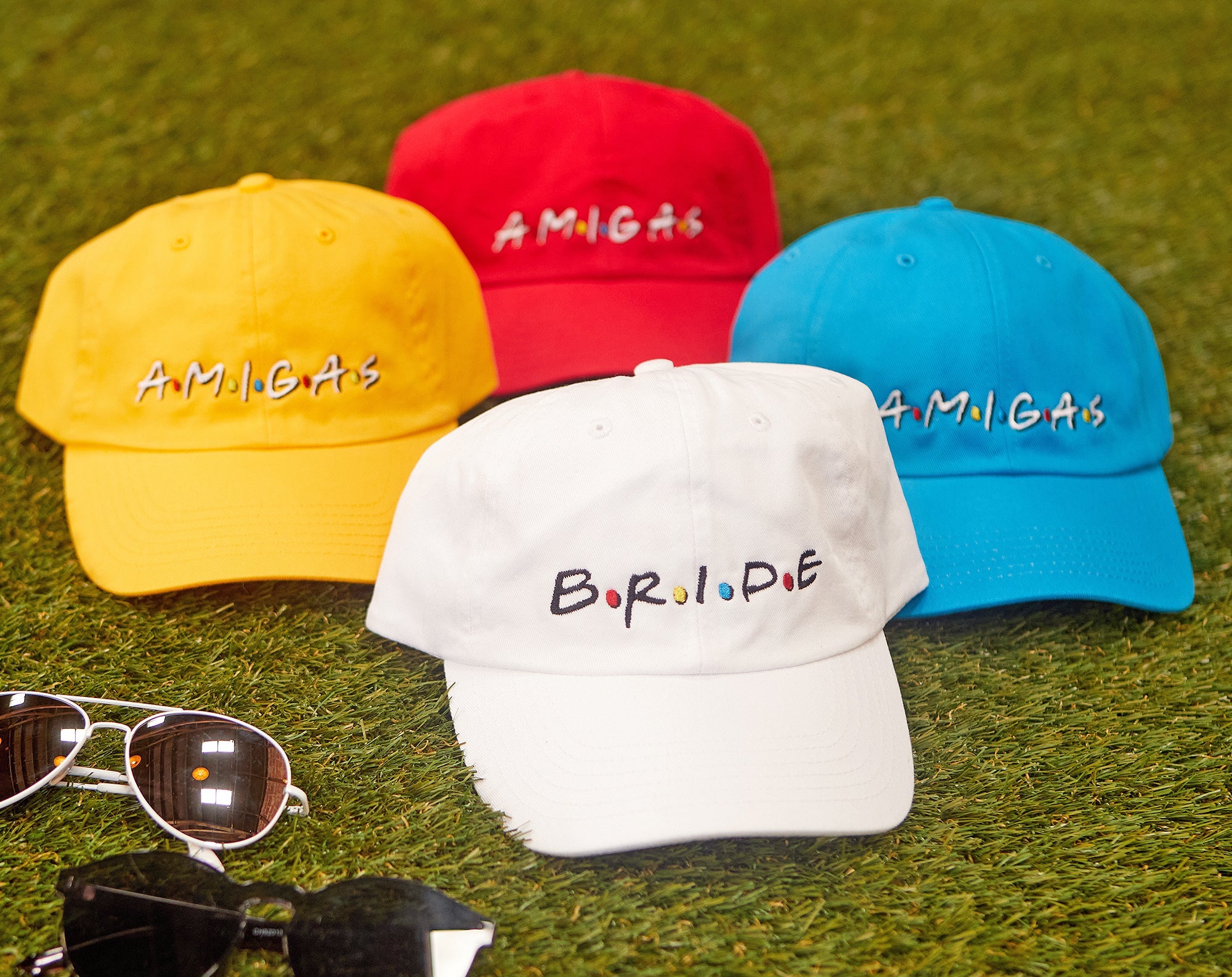 Bachelorette Party Hats 6-Pack Dad Caps - Bride & Amigas