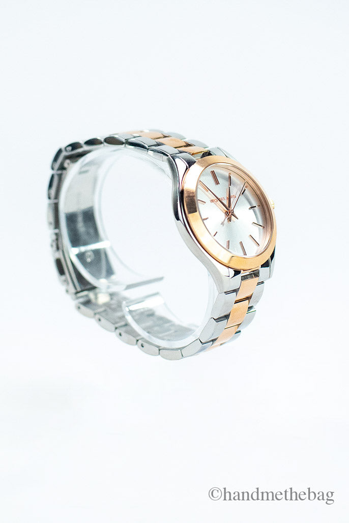 Michael Kors MK3204A Slim Runway Two-Tone Rose Gold Silver Watch