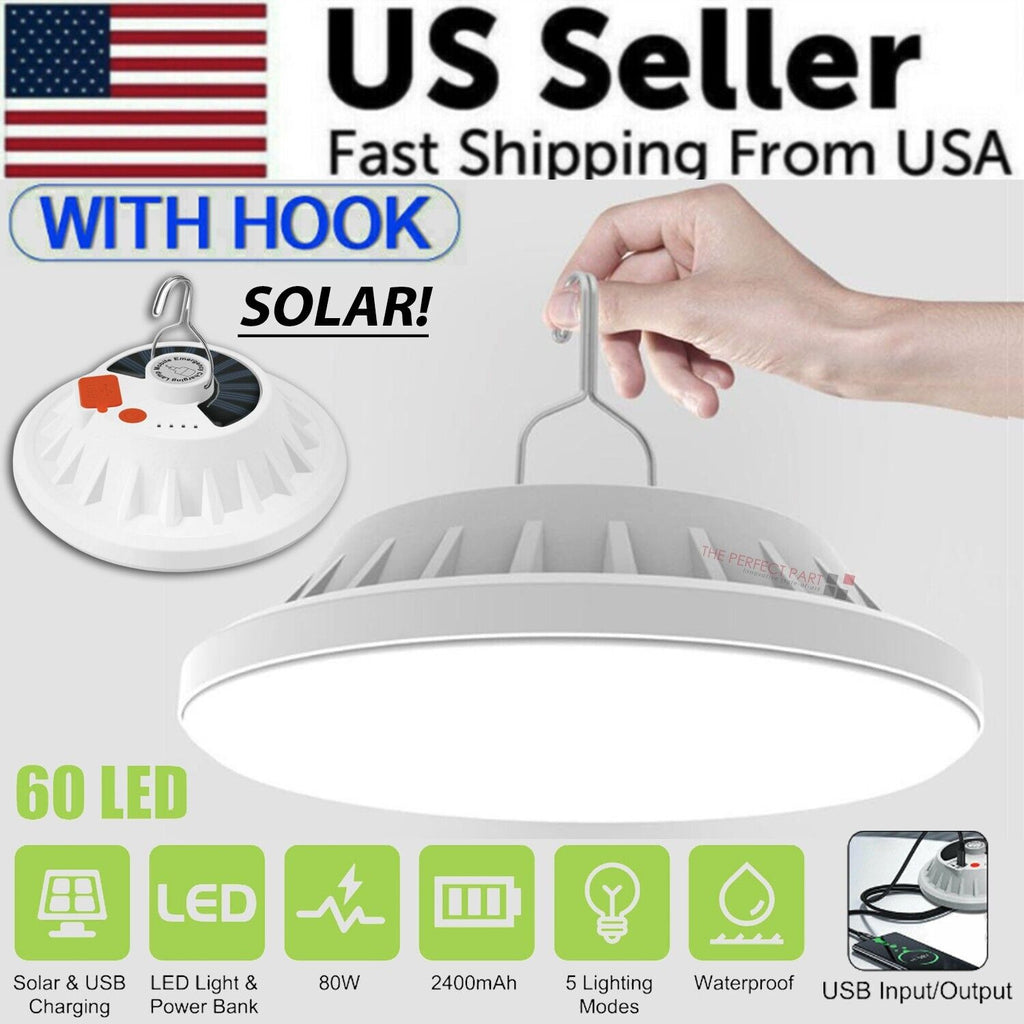 Solar Camping Lantern 60 LED USB Rechargeable Tent Light