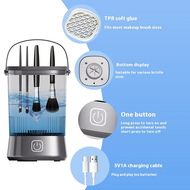 Electric Makeup Brush Cleaner Machine - Auto Spinning Cleaning Device