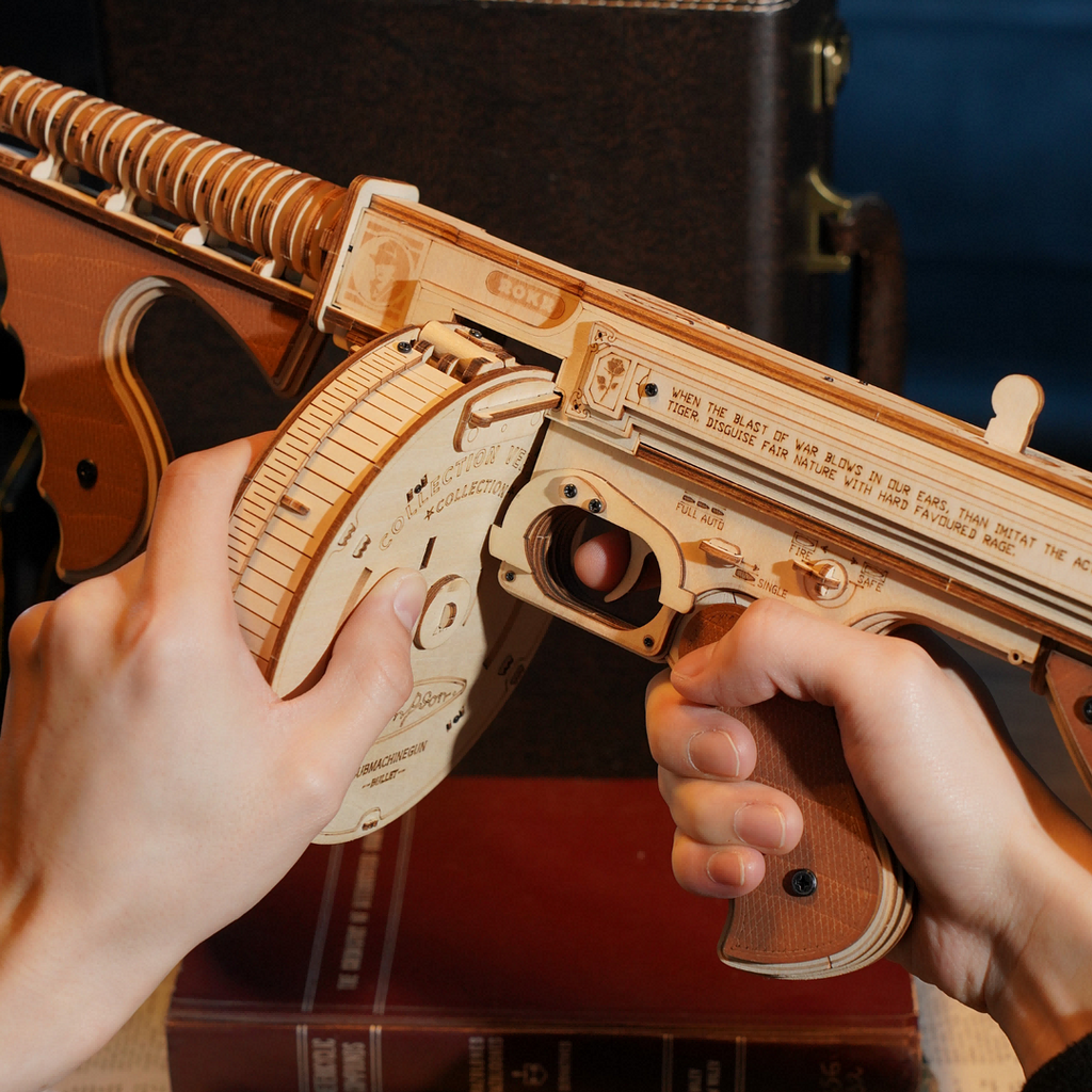 Wooden 3D Model Kit Thompson Gun | DIY Wood Puzzle Assembly Toy