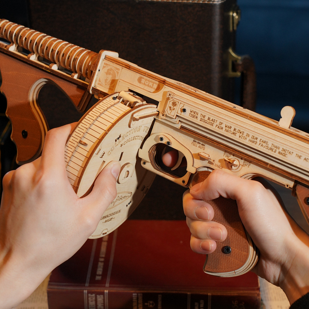 Wooden 3D Model Kit Thompson Gun | DIY Wood Puzzle Assembly Toy
