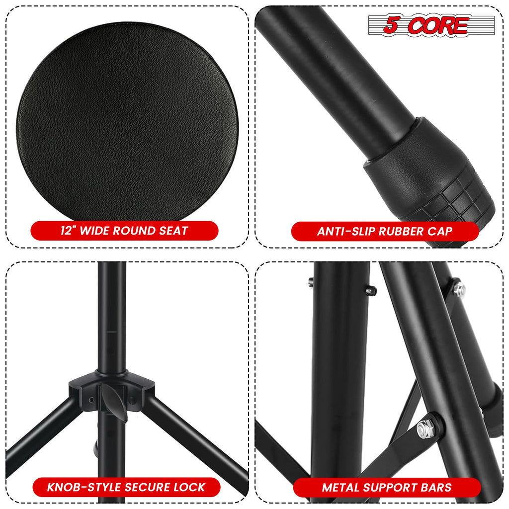 Adjustable Drum Throne Padded Seat - Drummer Stool