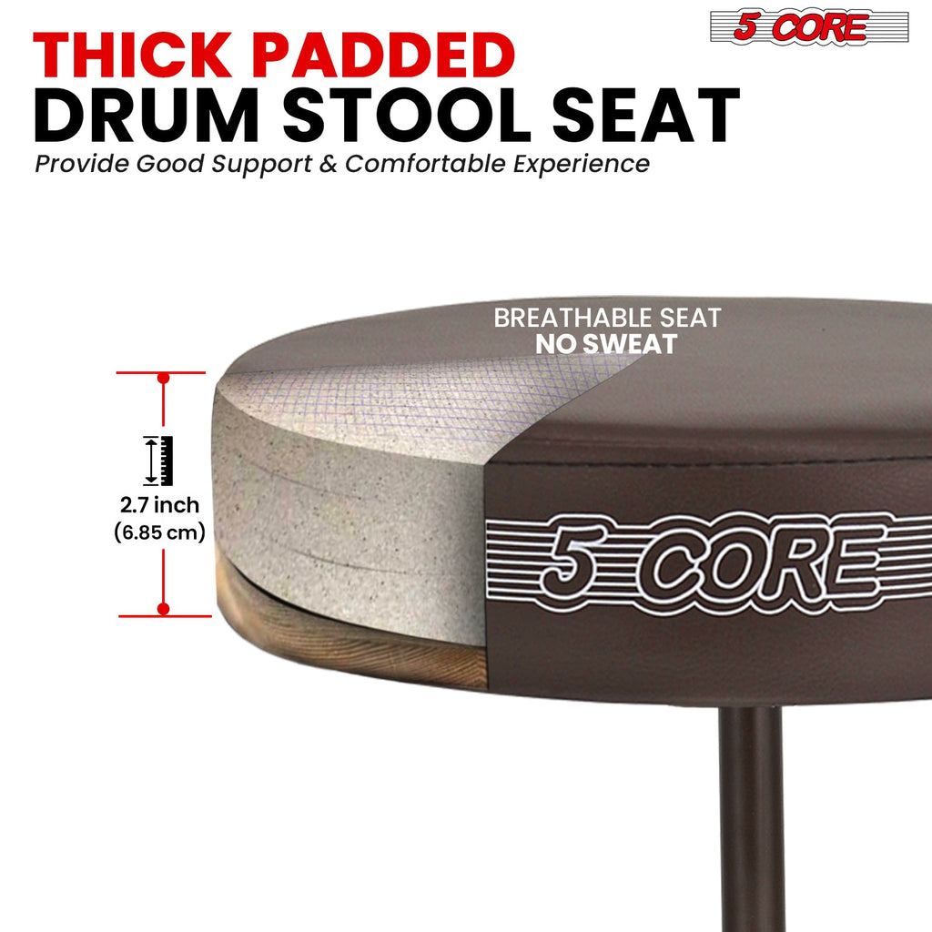 Adjustable Drum Throne Padded Seat - Drummer Stool