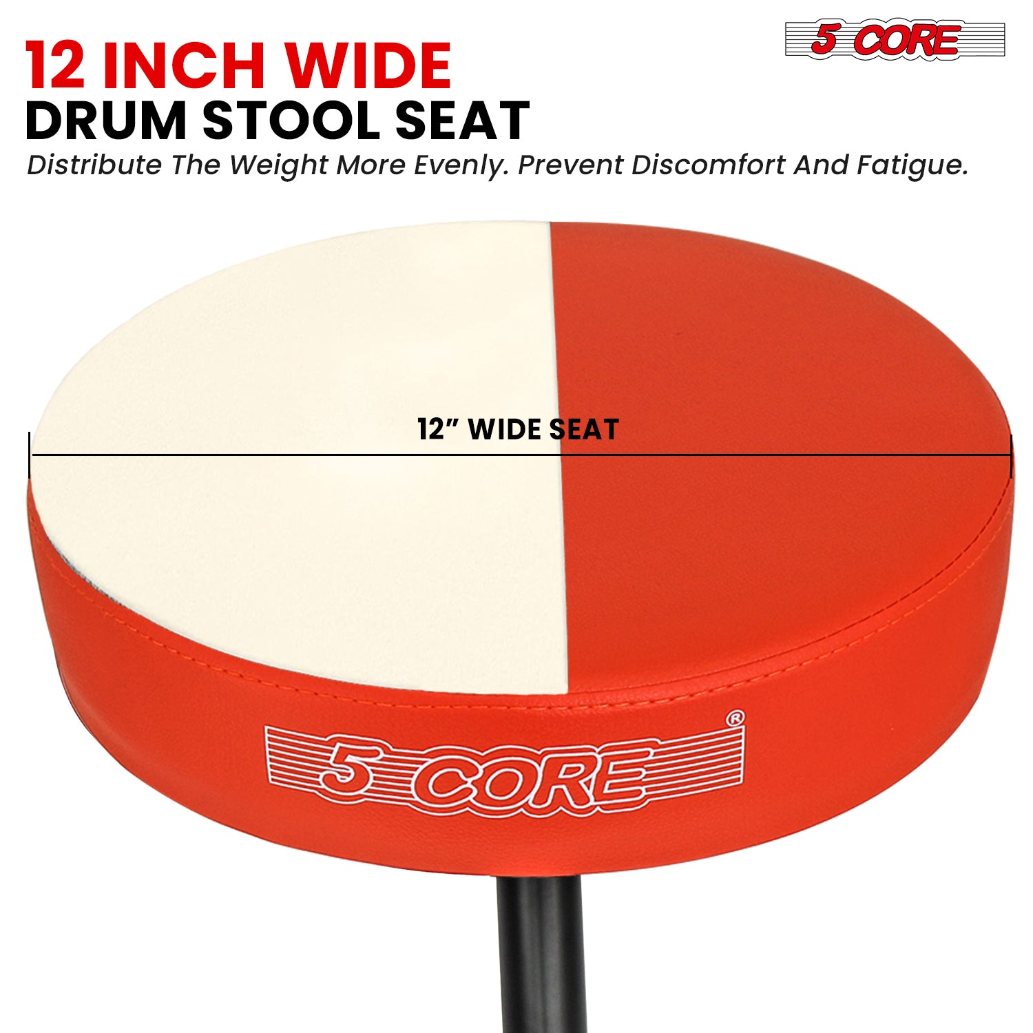 Adjustable Drum Throne Padded Seat - Drummer Stool