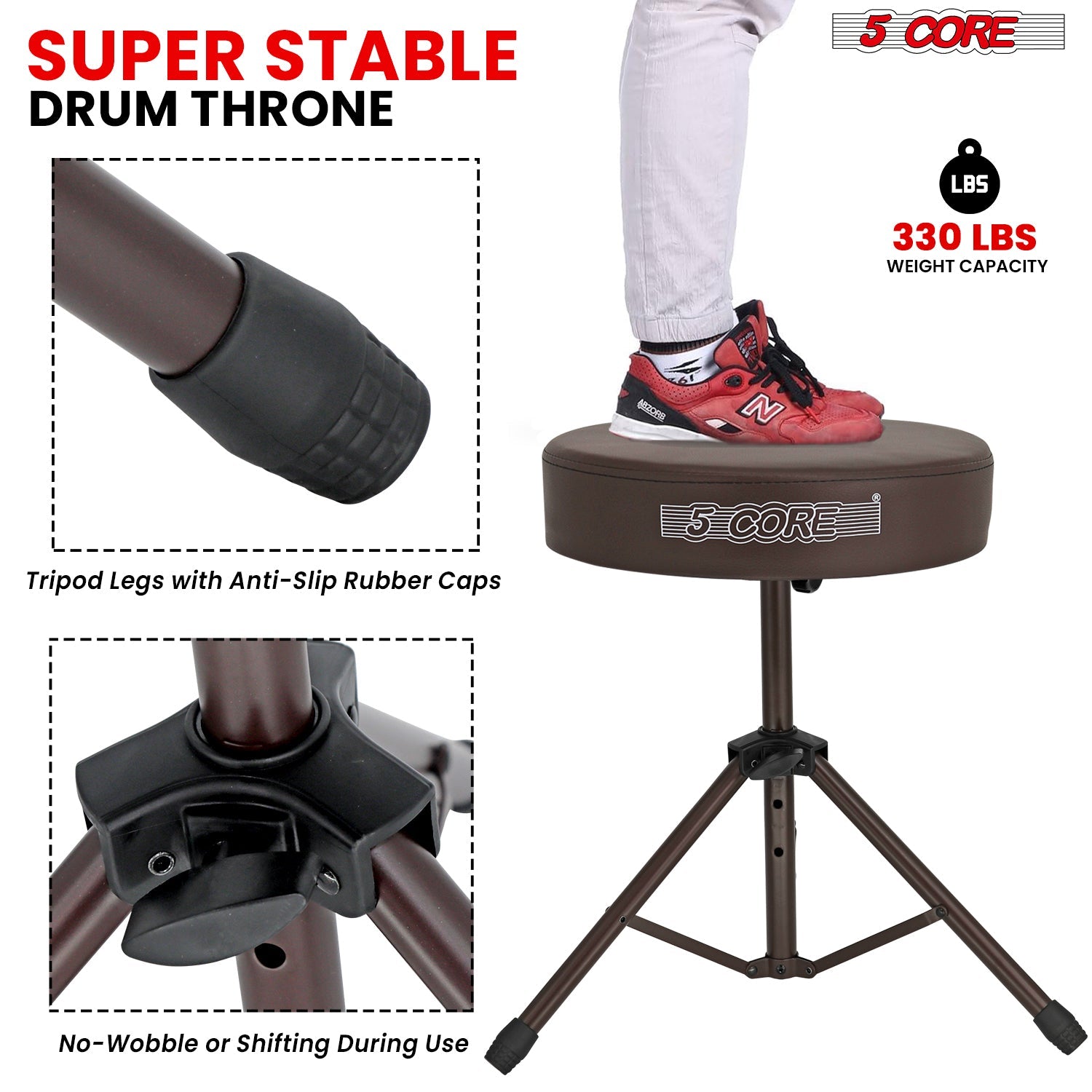 Adjustable Drum Throne Padded Seat - Drummer Stool