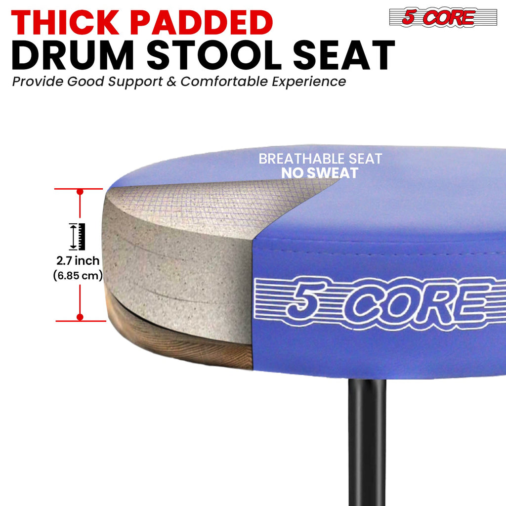 Adjustable Drum Throne Padded Seat - Drummer Stool