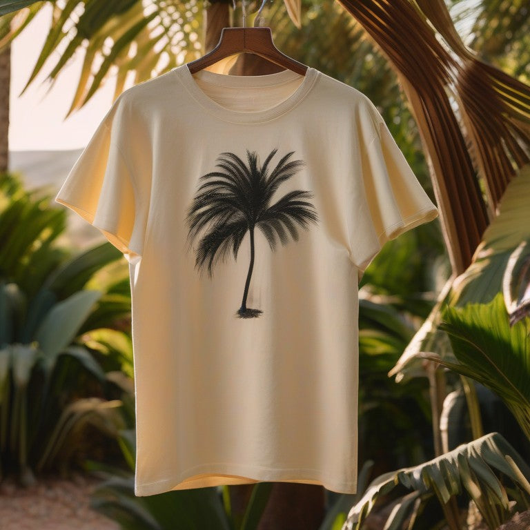 Oversized Cotton T-Shirt Palm Print | Boxy Tee 100% Cotton