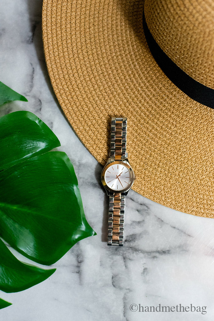 Michael Kors MK3204A Slim Runway Two-Tone Rose Gold Silver Watch