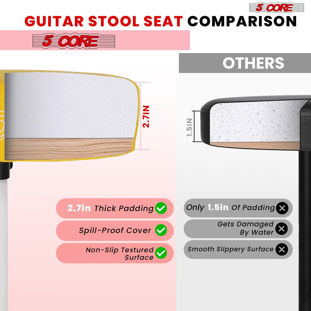 Adjustable Drum Throne Padded Seat - Drummer Stool