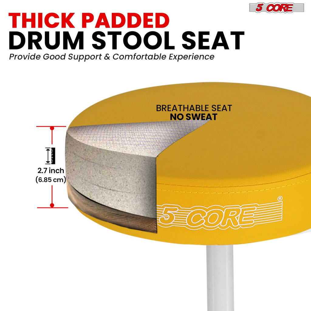 Adjustable Drum Throne Padded Seat - Drummer Stool