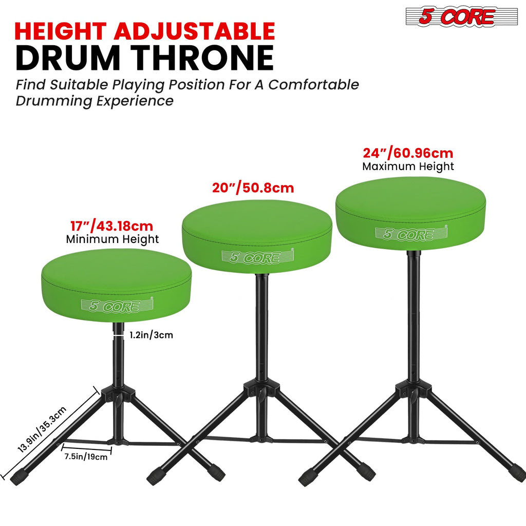 Adjustable Drum Throne Padded Seat - Drummer Stool