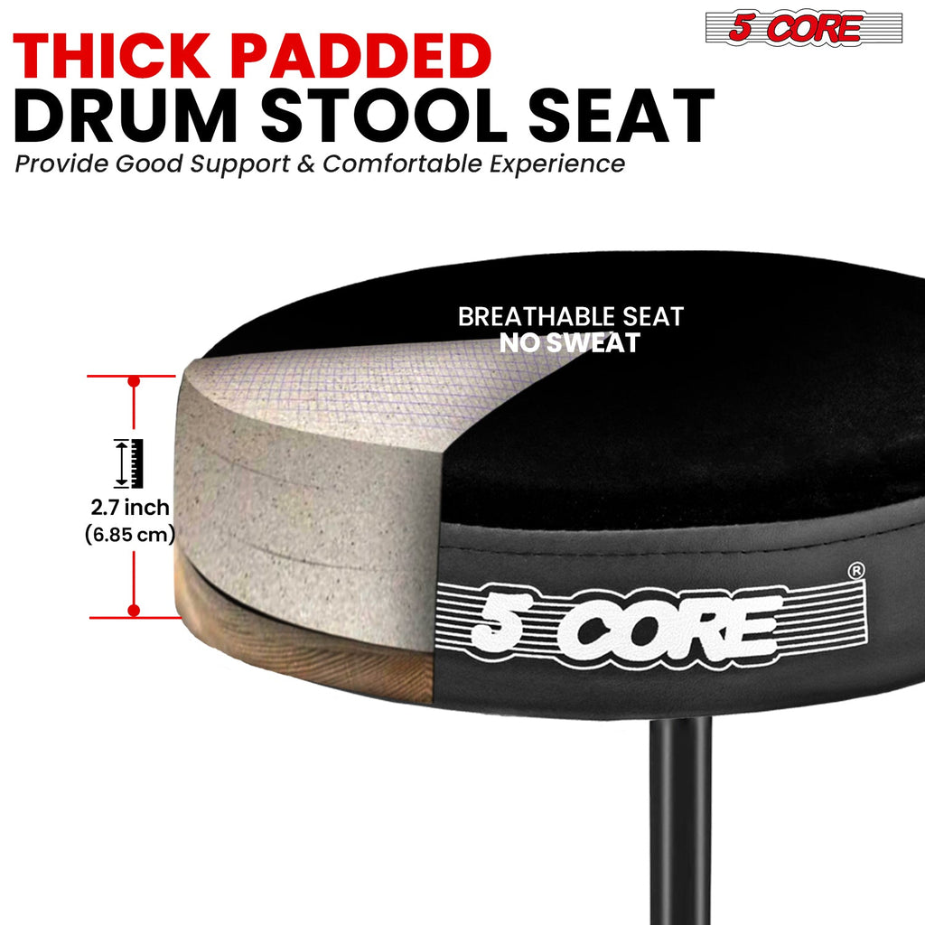 Adjustable Drum Throne Padded Seat - Drummer Stool