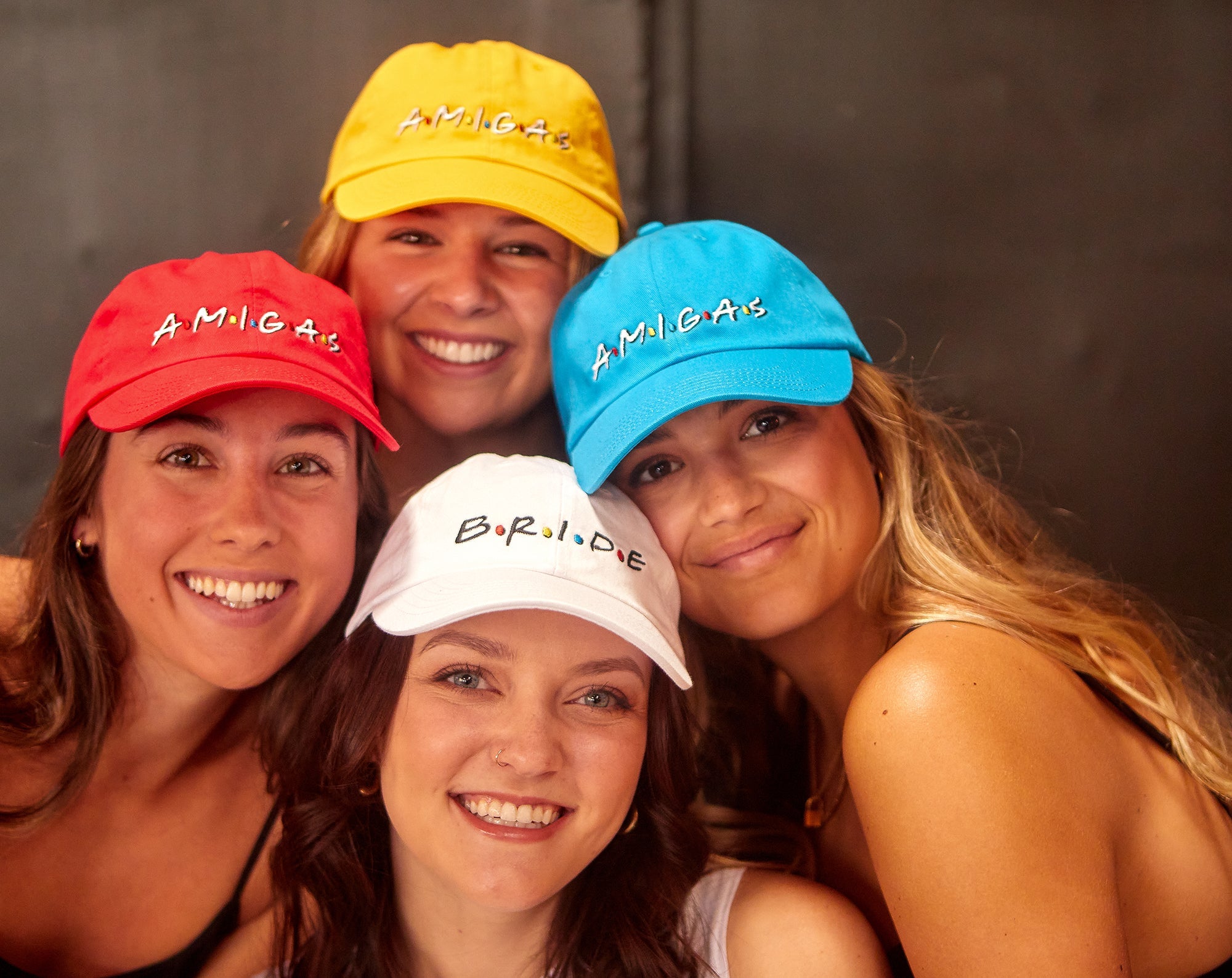 Bachelorette Party Hats 6-Pack Dad Caps - Bride & Amigas