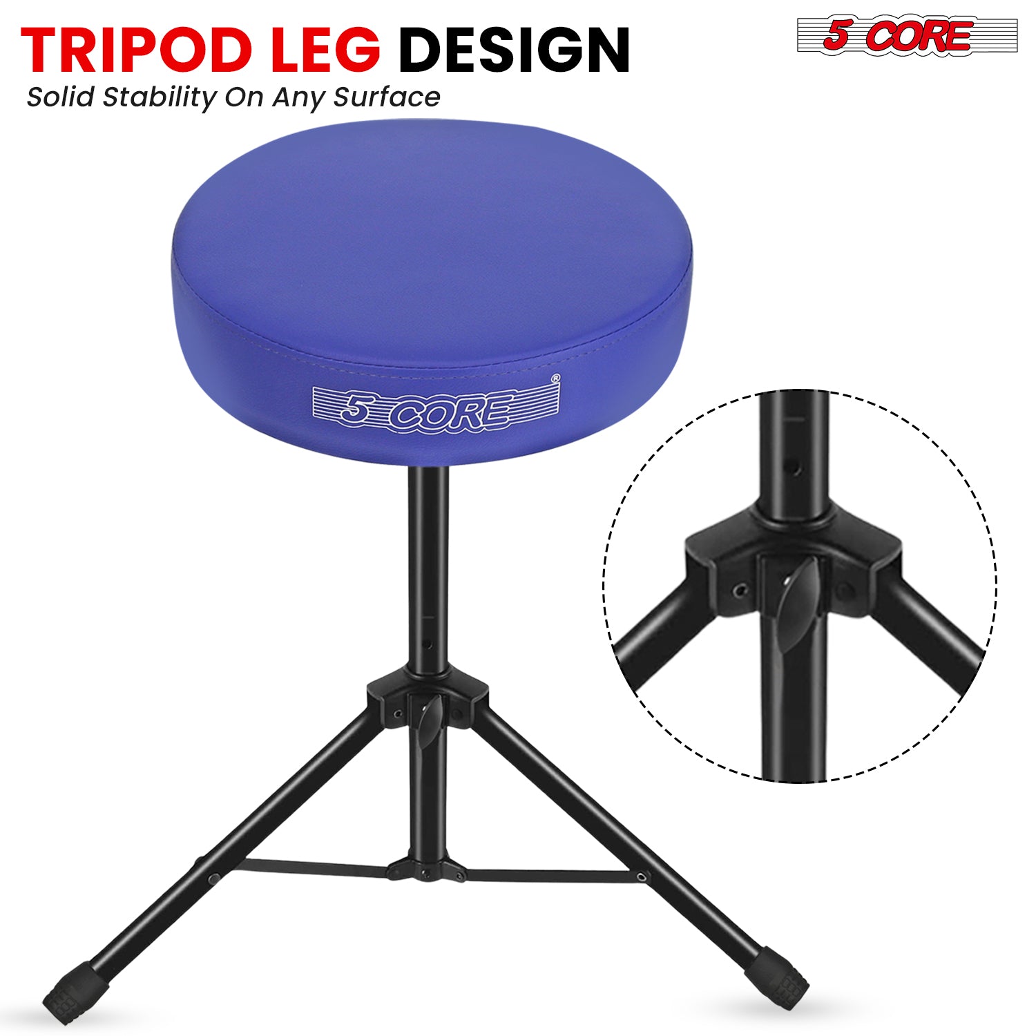 Adjustable Drum Throne Padded Seat - Drummer Stool