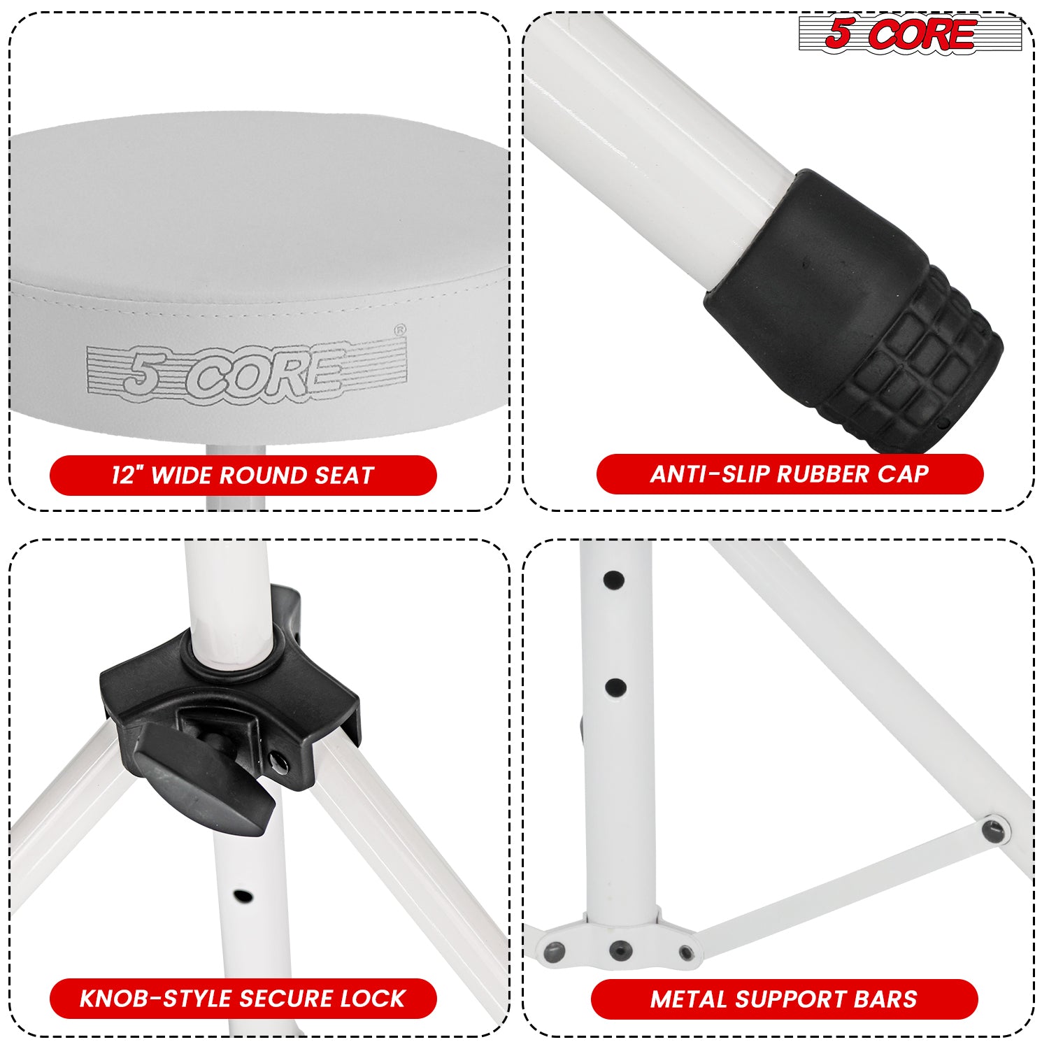 Adjustable Drum Throne Padded Seat - Drummer Stool