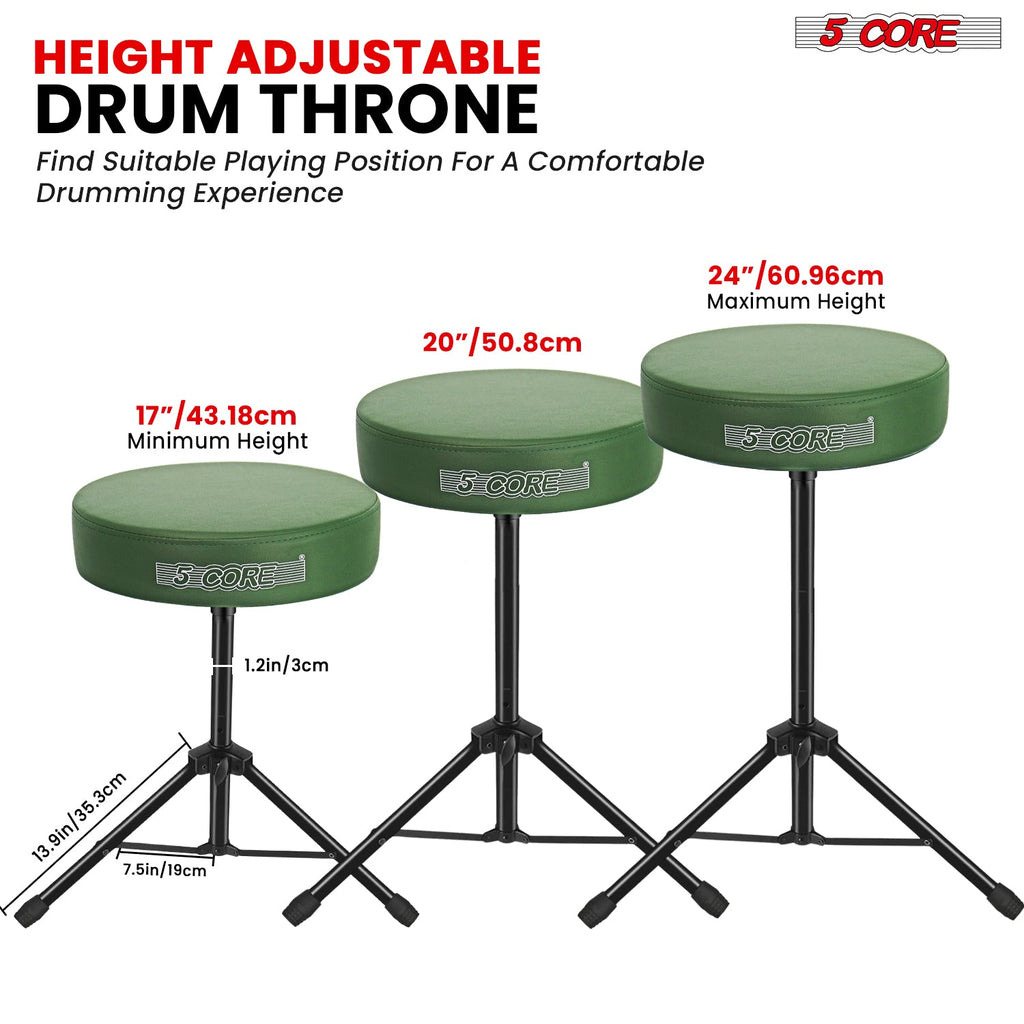 Adjustable Drum Throne Padded Seat - Drummer Stool