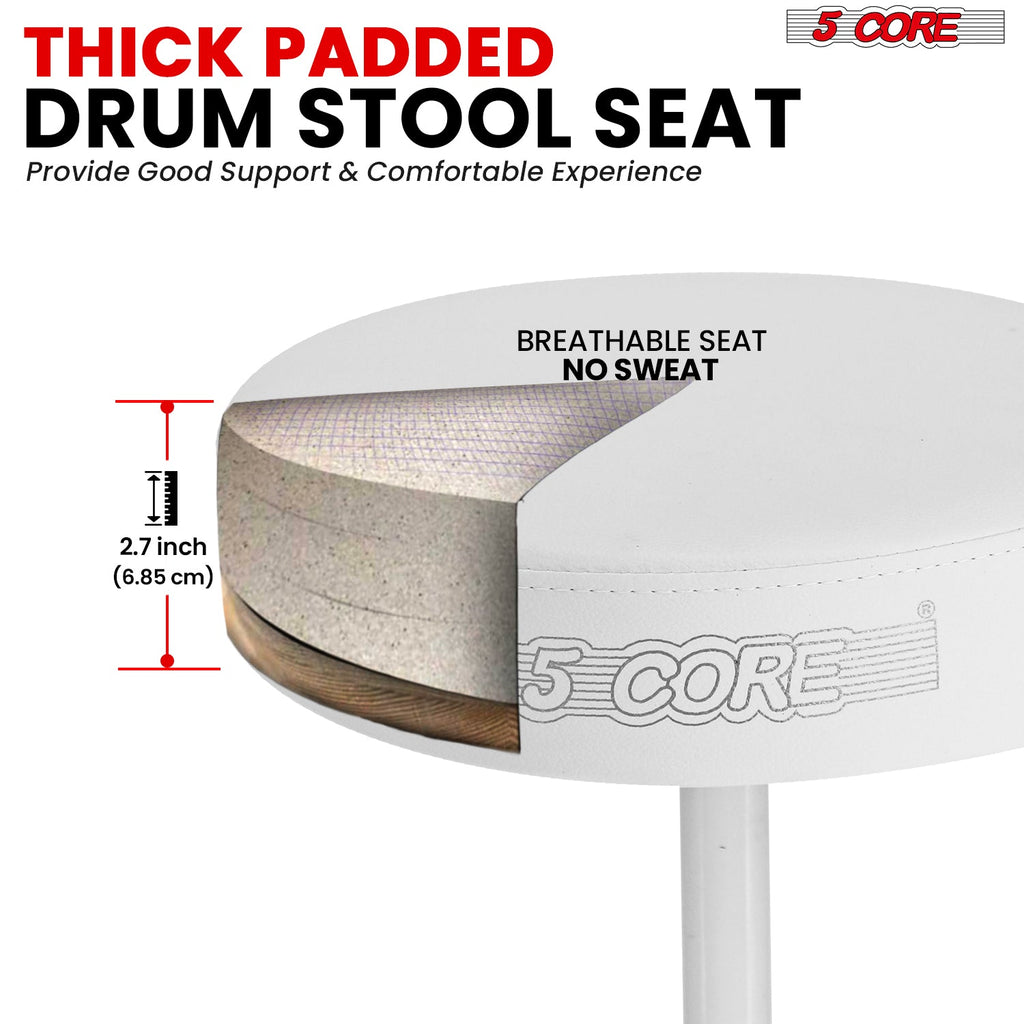 Adjustable Drum Throne Padded Seat - Drummer Stool