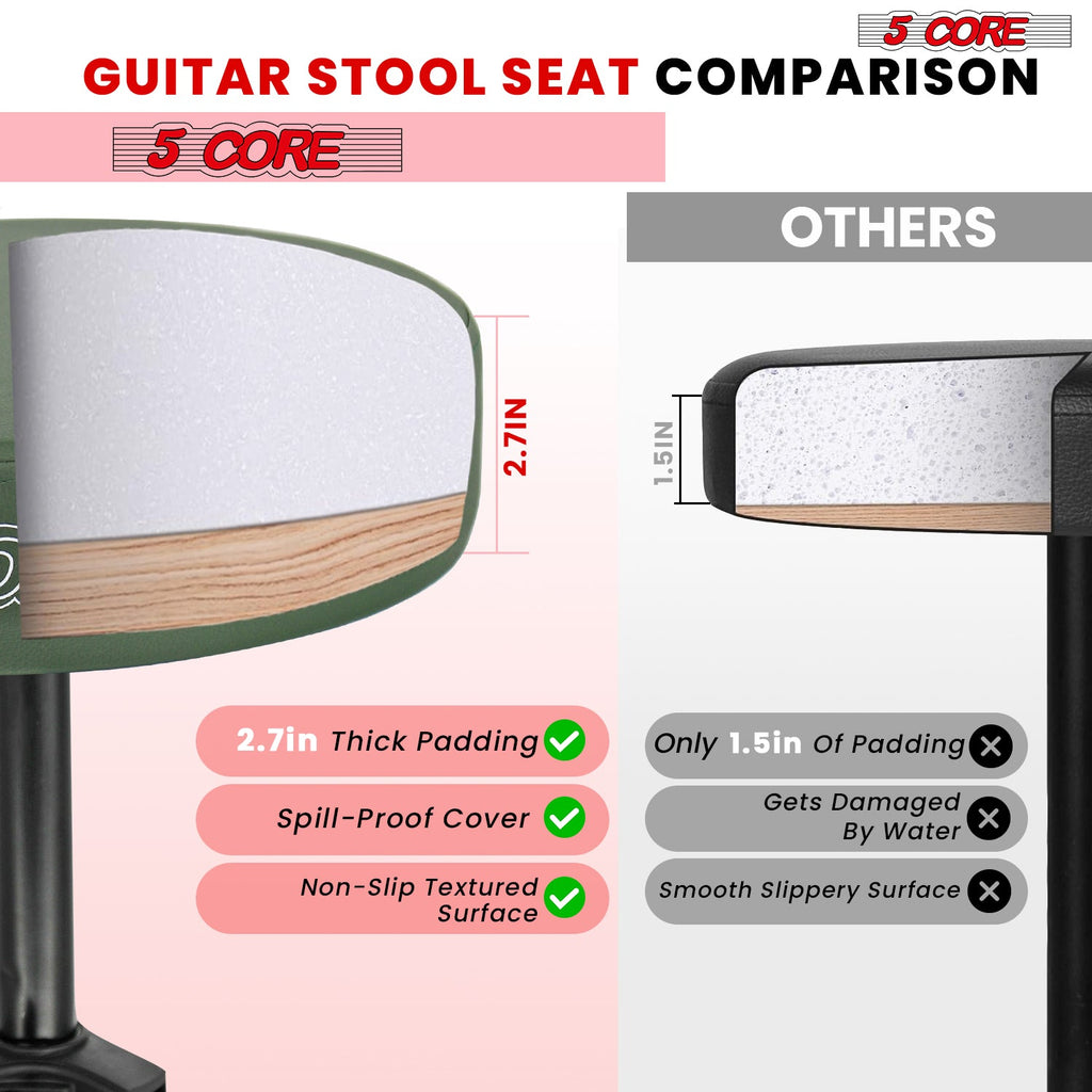 Adjustable Drum Throne Padded Seat - Drummer Stool